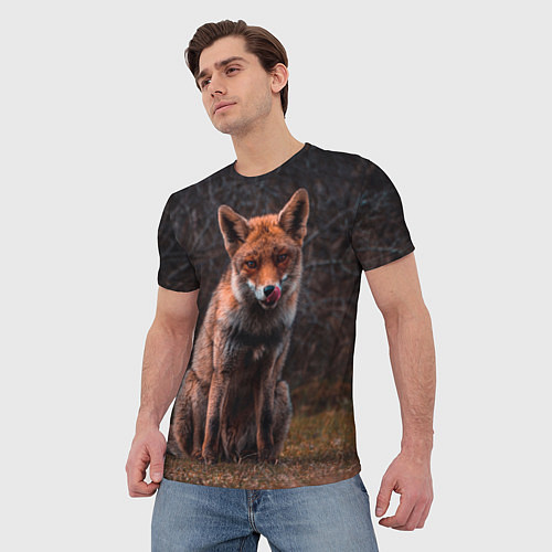 Мужская футболка Хищная лисица / 3D-принт – фото 3
