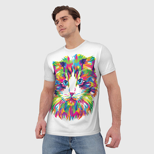 Мужская футболка Кот в краске / 3D-принт – фото 3