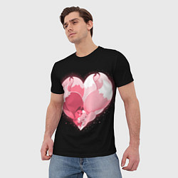 Футболка мужская Лисы в форме серца, цвет: 3D-принт — фото 2