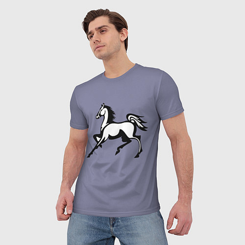 Мужская футболка Дикая лошадь / 3D-принт – фото 3