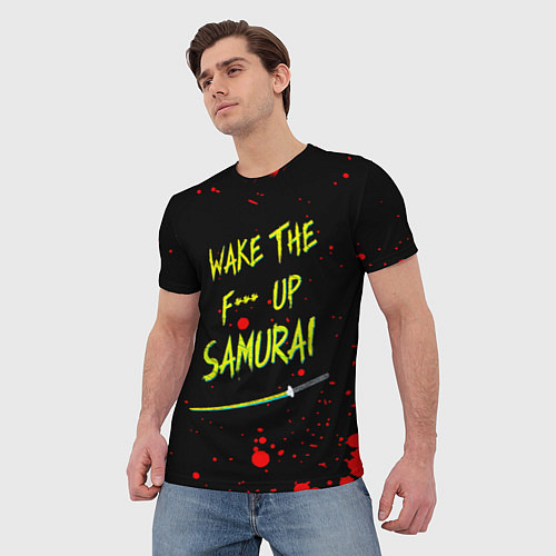 Мужская футболка WAKE THE F*** UP SAMURAI / 3D-принт – фото 3