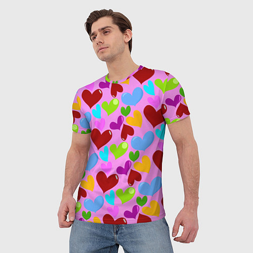 Мужская футболка Сердца / 3D-принт – фото 3