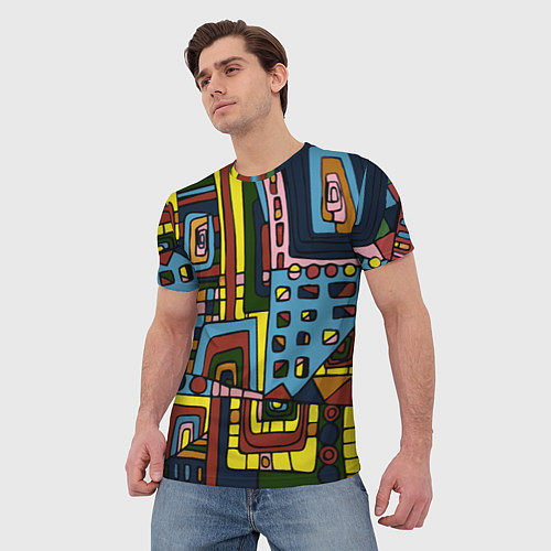 Мужская футболка Геометрическая этника / 3D-принт – фото 3