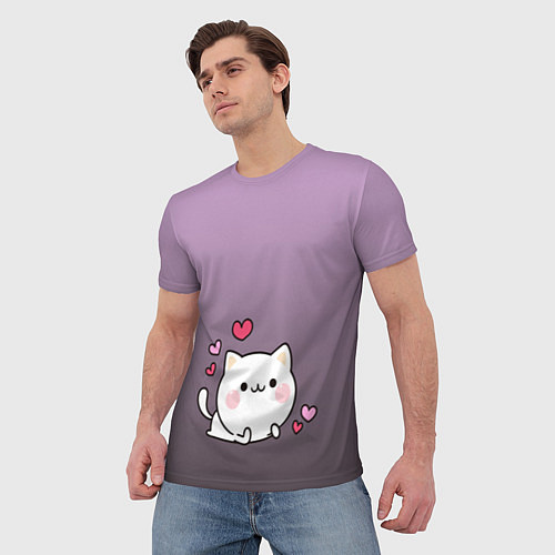 Мужская футболка Влюбленный котенок / 3D-принт – фото 3