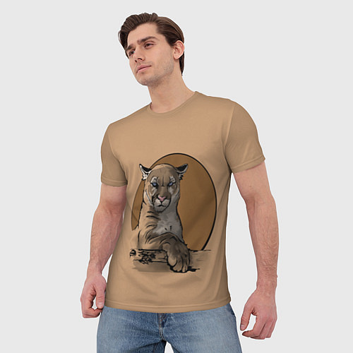Мужская футболка Горный лев / 3D-принт – фото 3