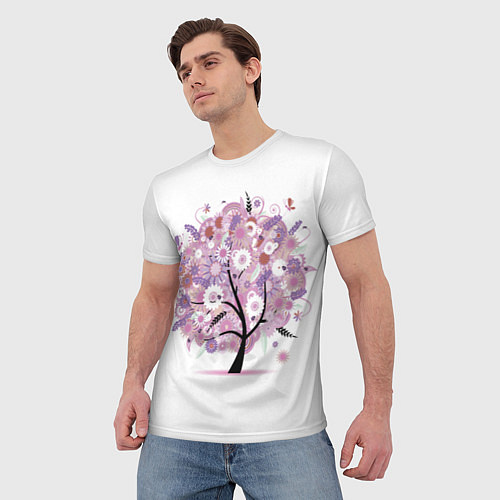 Мужская футболка Цветочное Дерево / 3D-принт – фото 3