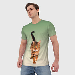 Футболка мужская Короткошерстный кот идет, цвет: 3D-принт — фото 2