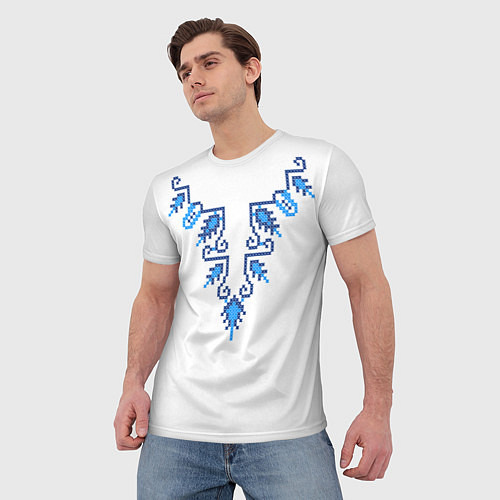 Мужская футболка Славянский узор сине-голубой / 3D-принт – фото 3