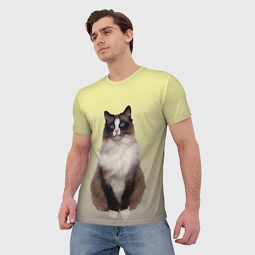 Мужская футболка Персидская пушистая кошка / 3D-принт – фото 3