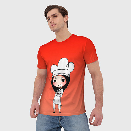 Мужская футболка Повар девушка манга / 3D-принт – фото 3