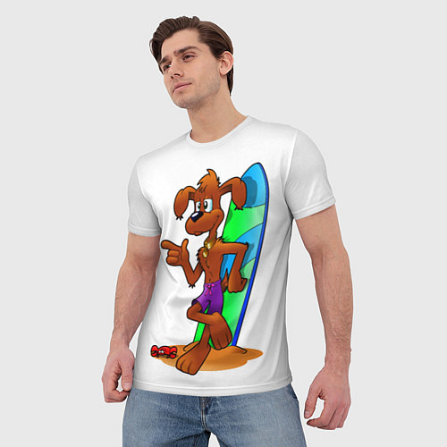 Мужская футболка Лыжная собака / 3D-принт – фото 3
