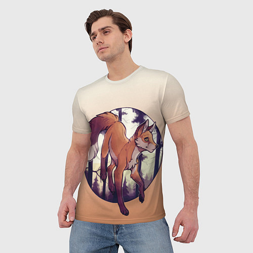 Мужская футболка Лисица рисунок / 3D-принт – фото 3