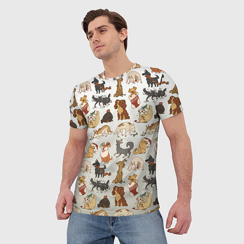 Мужская футболка Узор песики собачки гав / 3D-принт – фото 3