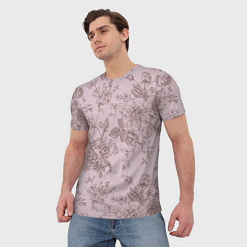 Мужская футболка Розы с пионами / 3D-принт – фото 3