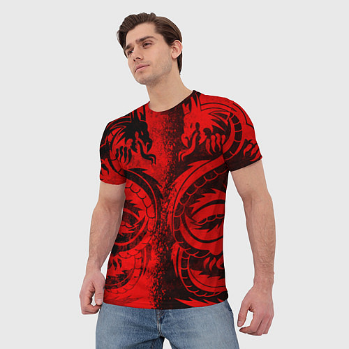 Мужская футболка BLACK RED DRAGONS TATOO / 3D-принт – фото 3