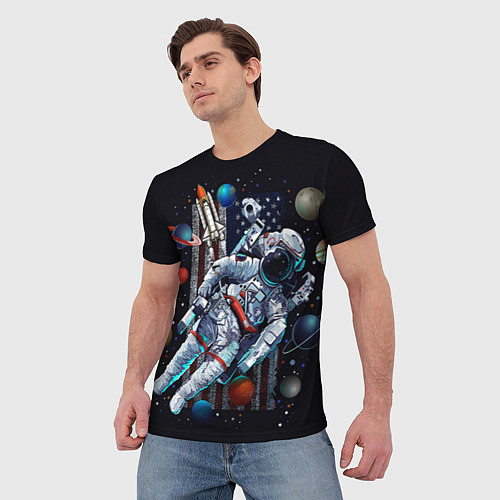 Мужская футболка Космическая Тема США / 3D-принт – фото 3