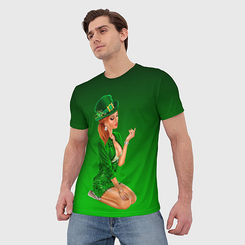 Мужская футболка Девушка лепрекон в зеленом / 3D-принт – фото 3