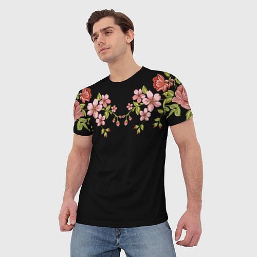 Мужская футболка Цветы / 3D-принт – фото 3