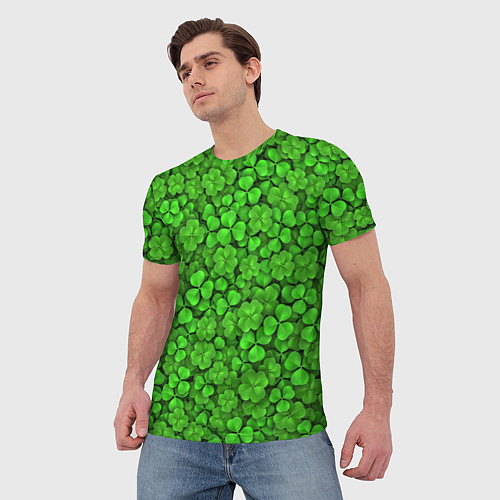 Мужская футболка Зелёный клевер / 3D-принт – фото 3