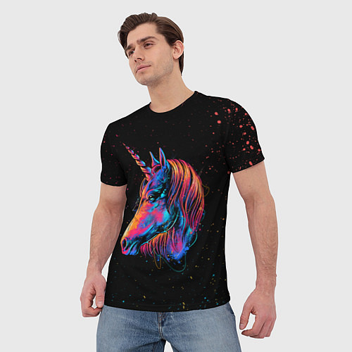 Мужская футболка ЕДИНОРОГ UNICORN RAINBOW / 3D-принт – фото 3