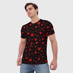 Футболка мужская Красные сердца, цвет: 3D-принт — фото 2