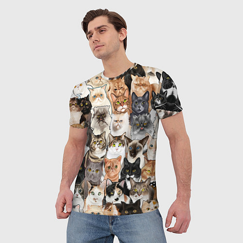 Мужская футболка Котики смешные / 3D-принт – фото 3