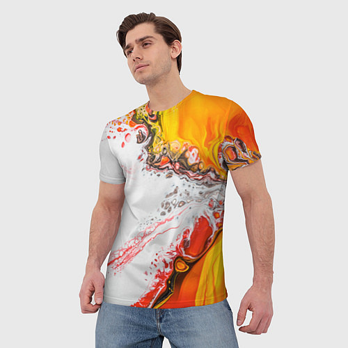 Мужская футболка Рисунок желтой краской / 3D-принт – фото 3