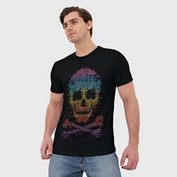 Футболка мужская Радужный череп из пикселей, цвет: 3D-принт — фото 2