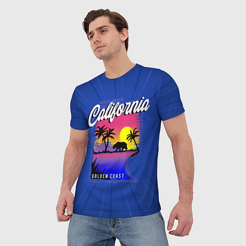 Мужская футболка California golden coast / 3D-принт – фото 3