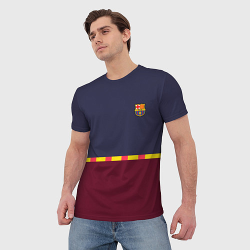 Мужская футболка FC Barcelona Flag and team Logo 202122 / 3D-принт – фото 3