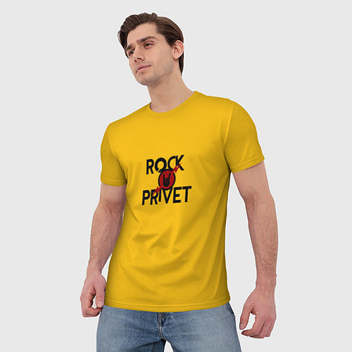 Мужская футболка Rock privet / 3D-принт – фото 3