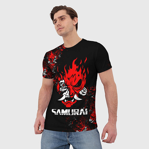 Мужская футболка SAMURAI CYBERPUNK 2077 / 3D-принт – фото 3