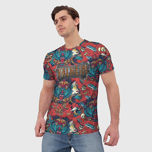 Мужская футболка Valheim Viking pattern / 3D-принт – фото 3