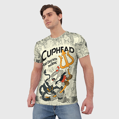 Мужская футболка Cuphead and Devil / 3D-принт – фото 3