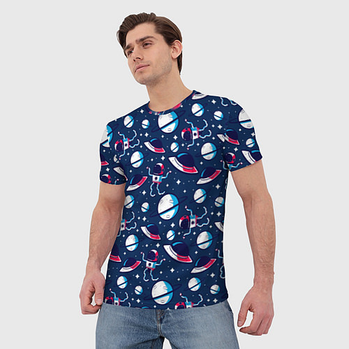Мужская футболка Космонавты, планеты и нло / 3D-принт – фото 3