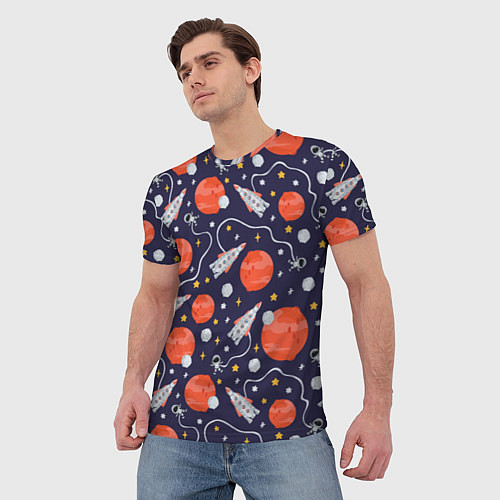 Мужская футболка Корабли, планеты и спутники / 3D-принт – фото 3