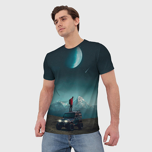 Мужская футболка Космос в горах / 3D-принт – фото 3