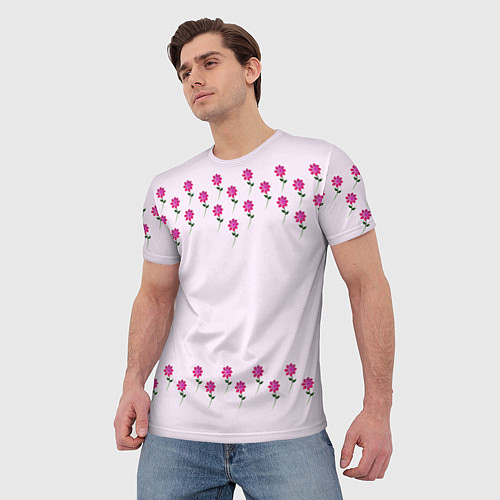 Мужская футболка Розовые цветы pink flowers / 3D-принт – фото 3
