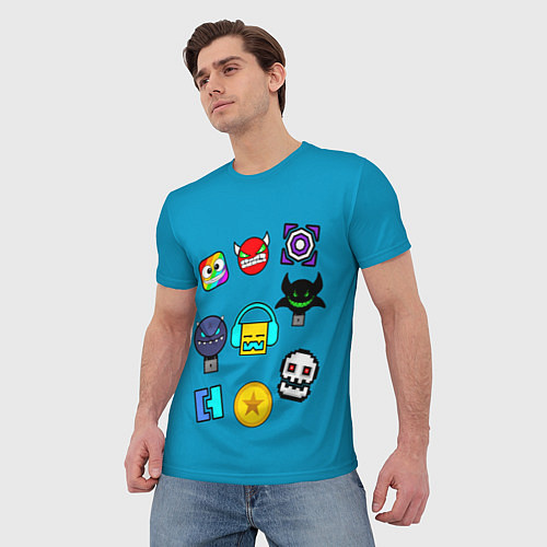 Мужская футболка Geometry Dash: Icons / 3D-принт – фото 3