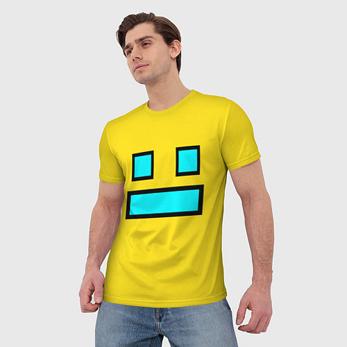 Мужская футболка Geometry Dash Smile / 3D-принт – фото 3