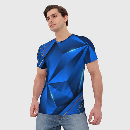 Мужская футболка 3D абстрактные фигуры BLUE / 3D-принт – фото 3