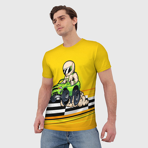Мужская футболка Мультяшный гонщик на джипе / 3D-принт – фото 3