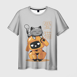 Футболка мужская Cat and Robot ЛСР, цвет: 3D-принт