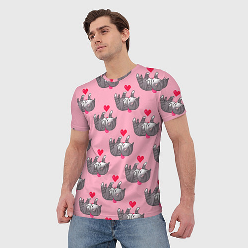 Мужская футболка Пиксельные котики / 3D-принт – фото 3