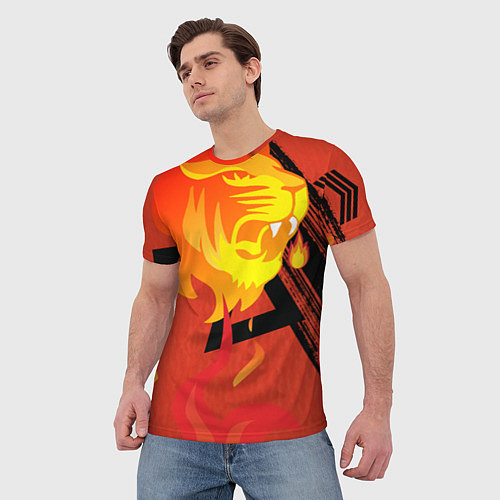 Мужская футболка Огненный лев / 3D-принт – фото 3