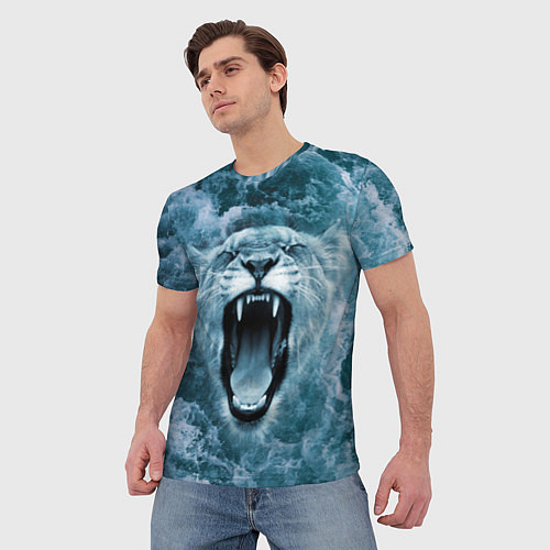 Мужская футболка Львица в бушующих волнах / 3D-принт – фото 3