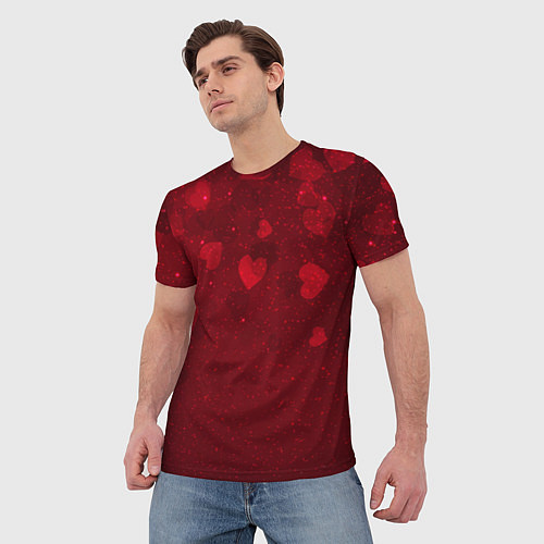 Мужская футболка КРАСНЫЕ СЕРДЕЧКИ HEART Z / 3D-принт – фото 3