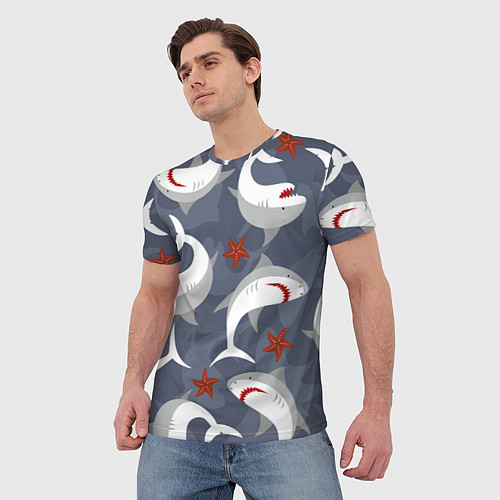 Мужская футболка Акулы / 3D-принт – фото 3