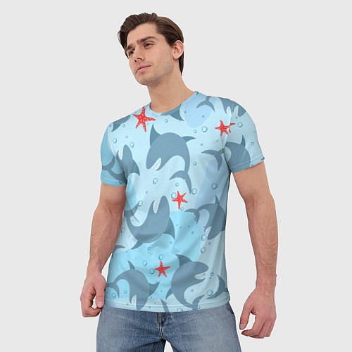 Мужская футболка Акулы паттерн / 3D-принт – фото 3