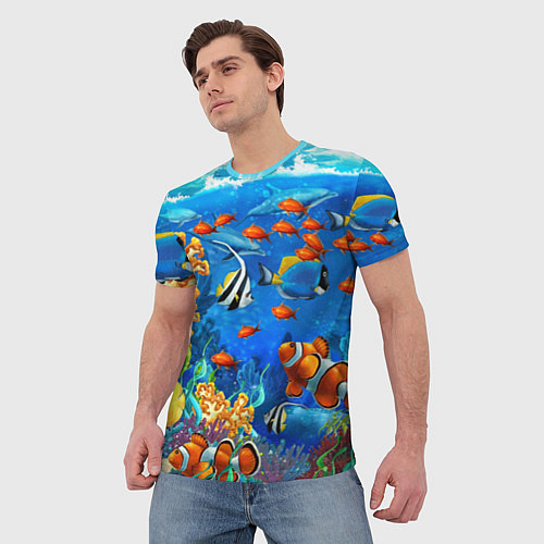 Мужская футболка Коралловые рыбки / 3D-принт – фото 3